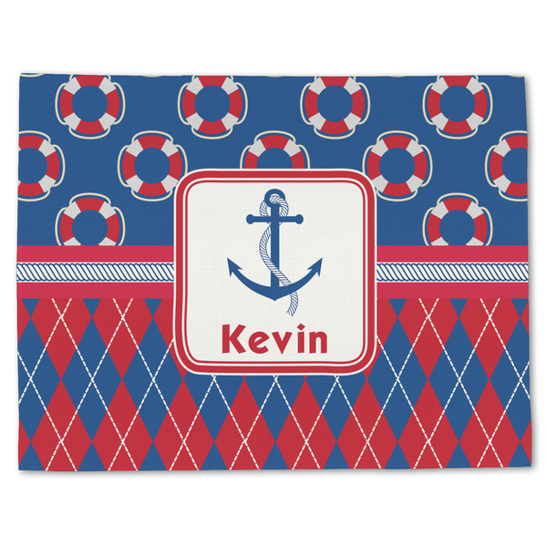 Buoy & Argyle Print Linen Placemat - Front