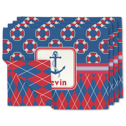 Buoy & Argyle Print Linen Placemat w/ Name or Text