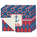 Buoy & Argyle Print Single-Sided Linen Placemat - Set of 4 w/ Name or Text
