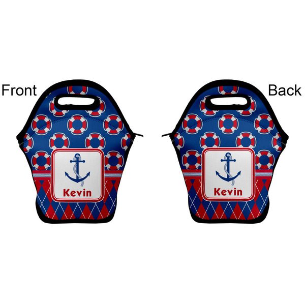 Buoy & Argyle Print Lunch Bag - Front and Back