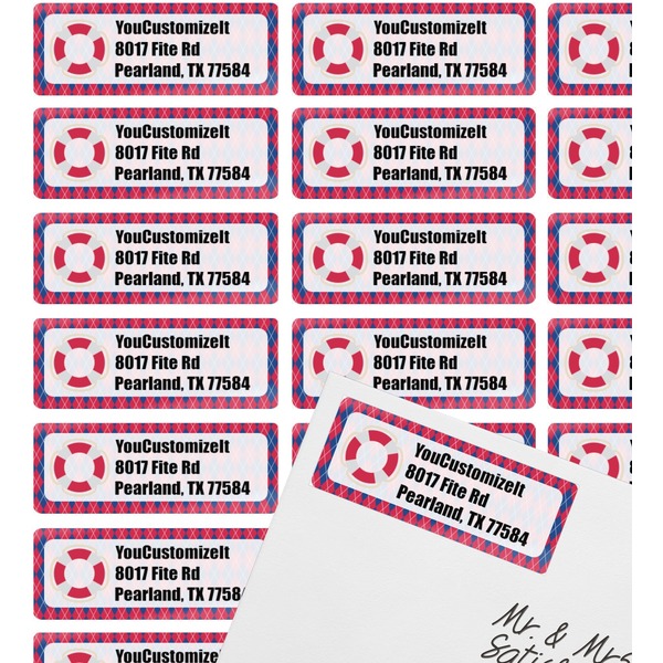 Buoy & Argyle Print Mailing Label on Envelope - Multiple Labels