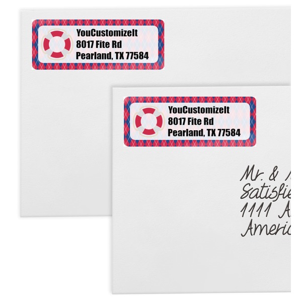 Buoy & Argyle Print Mailing Labels - Double Stack Close Up