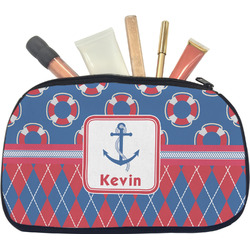 Buoy & Argyle Print Makeup / Cosmetic Bag - Medium (Personalized)