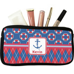 Buoy & Argyle Print Makeup / Cosmetic Bag - Small (Personalized)