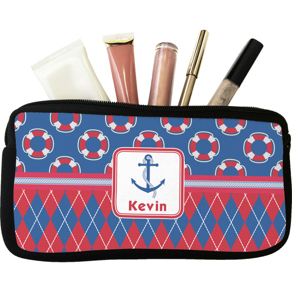 Custom Buoy & Argyle Print Makeup / Cosmetic Bag (Personalized)