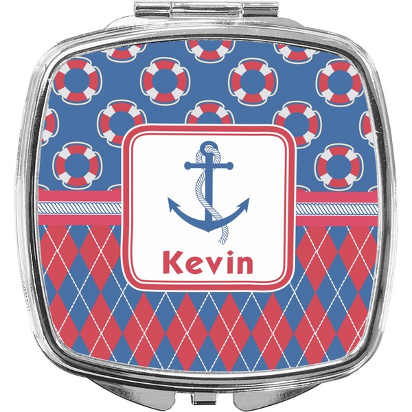 Custom Buoy & Argyle Print Compact Makeup Mirror (Personalized)