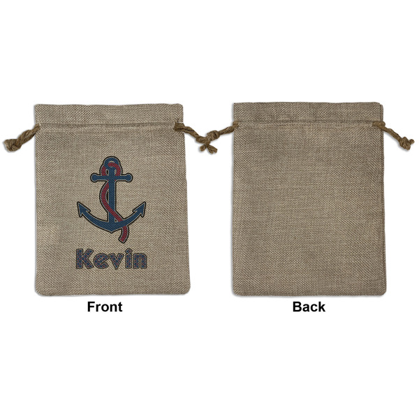 Buoy & Argyle Print Medium Burlap Gift Bag - Front Approval