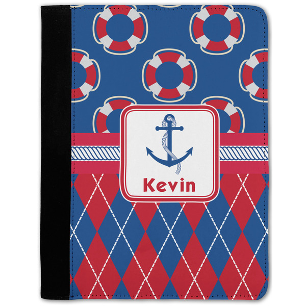 Custom Buoy & Argyle Print Notebook Padfolio w/ Name or Text