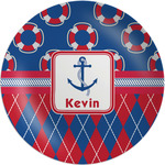 Buoy & Argyle Print Melamine Salad Plate - 8" (Personalized)