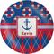 Buoy & Argyle Print Melamine Salad Plate - 8" (Personalized)