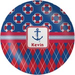 Buoy & Argyle Print Melamine Plate (Personalized)