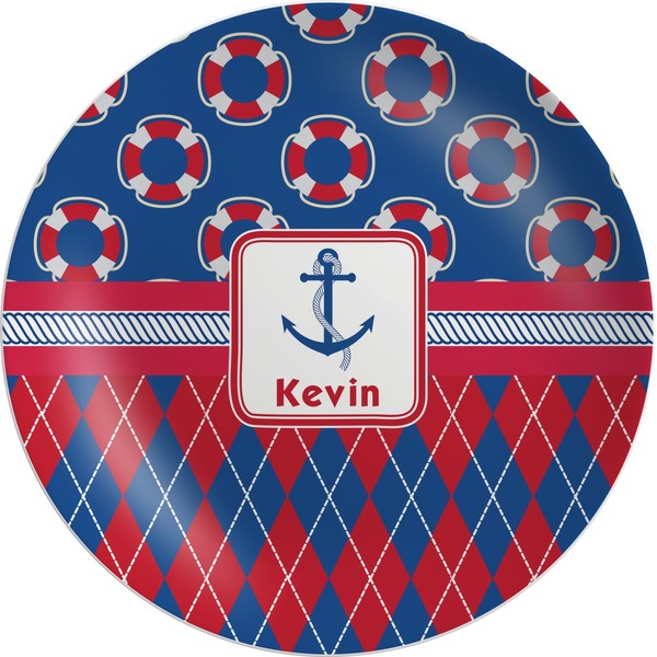 Custom Buoy & Argyle Print Melamine Plate (Personalized)