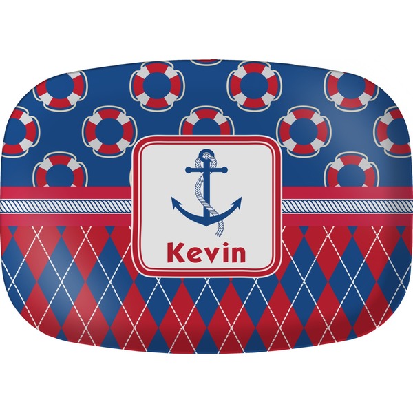 Custom Buoy & Argyle Print Melamine Platter (Personalized)