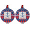 Buoy & Argyle Print Metal Ball Ornament - Front and Back