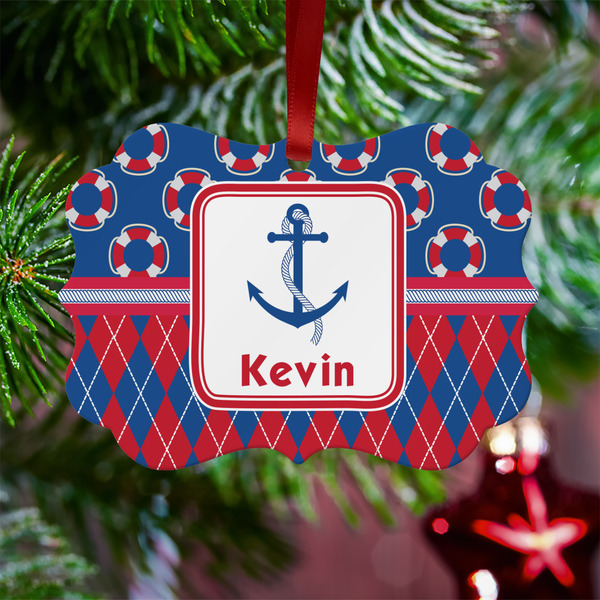 Buoy & Argyle Print Metal Benilux Ornament - Lifestyle