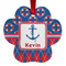 Buoy & Argyle Print Metal Paw Ornament - Double Sided w/ Name or Text