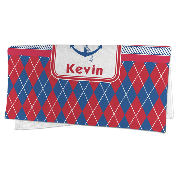 Buoy & Argyle Print Microfiber Dish Rag - FOLDED (half)