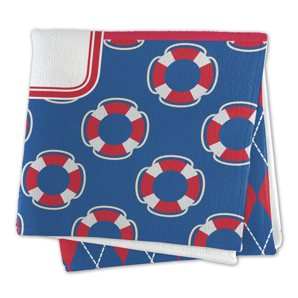 Buoy & Argyle Print Microfiber Dish Rag - FOLDED (square)