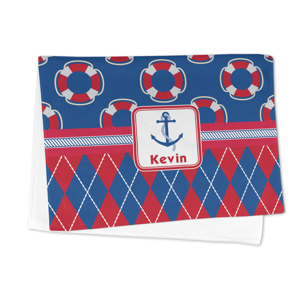 Buoy & Argyle Print Microfiber Dish Towel - FOLDED HALF