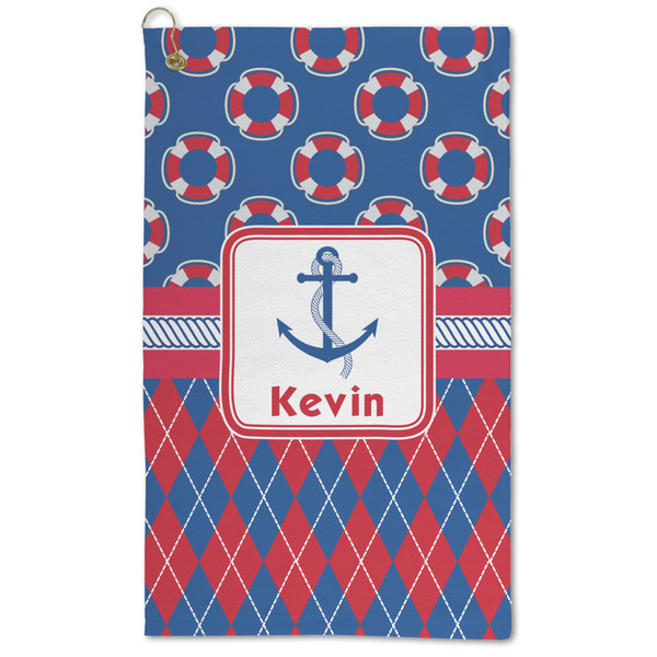 Custom Buoy & Argyle Print Microfiber Golf Towel - Large (Personalized)