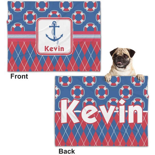 Buoy & Argyle Print Microfleece Dog Blanket - Regular - Front & Back