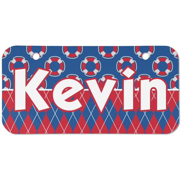 Custom Buoy & Argyle Print Mini/Bicycle License Plate (2 Holes) (Personalized)