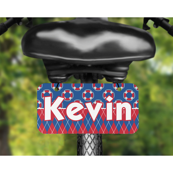 Buoy & Argyle Print Mini License Plate on Bicycle - LIFESTYLE Two holes