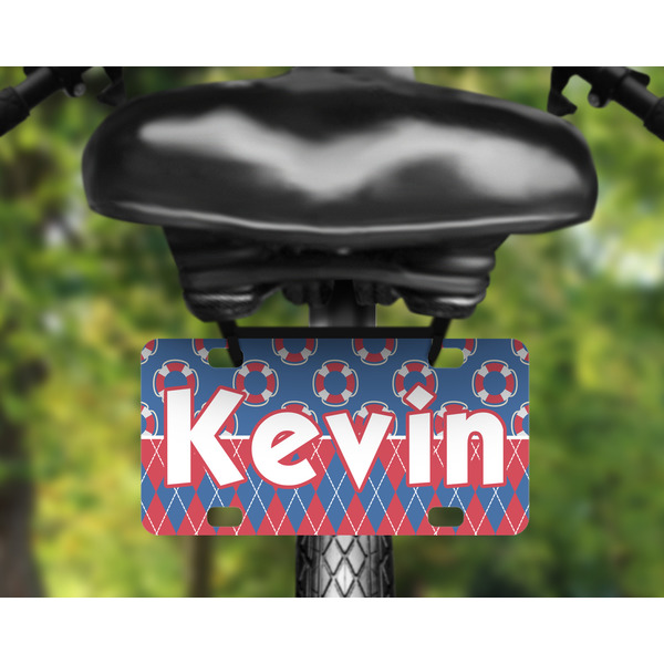 Buoy & Argyle Print Mini License Plate on Bicycle