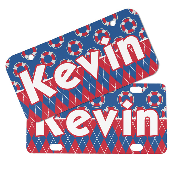 Buoy & Argyle Print Mini License Plates - MAIN (4 and 2 Holes)