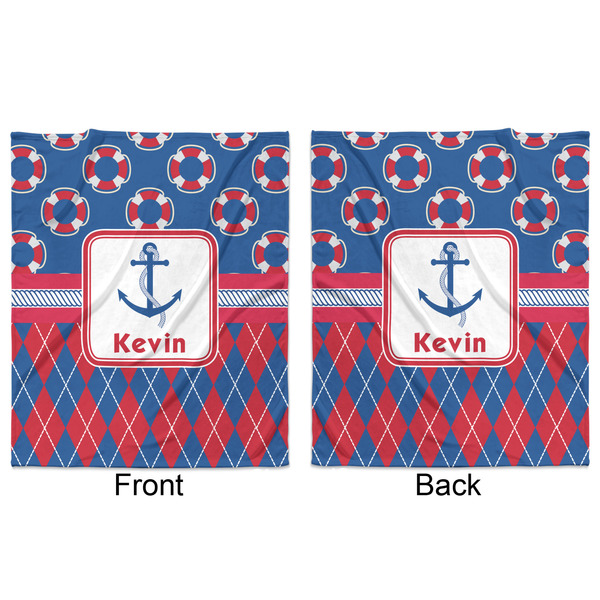 Buoy & Argyle Print Minky Blanket - 50"x60" - Double Sided - Front & Back