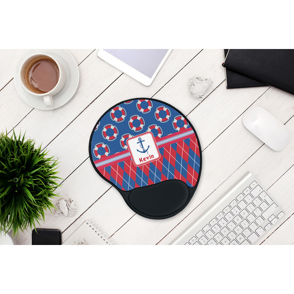 Buoy & Argyle Print Mouse Pad with Wrist Rest - LIFESYTLE 1