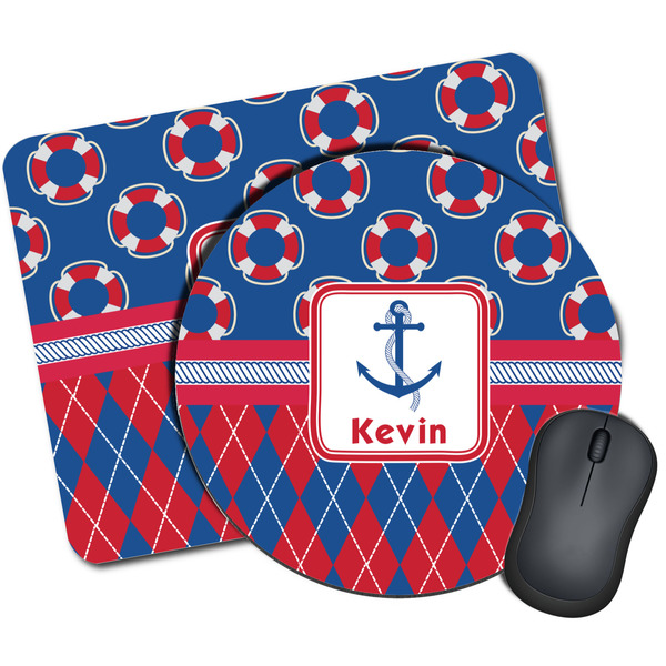 Custom Buoy & Argyle Print Mouse Pad (Personalized)