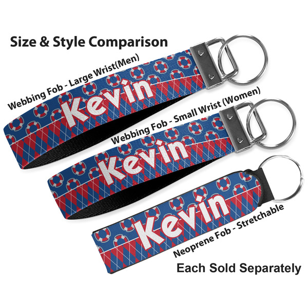 Buoy & Argyle Print Multiple Key Ring comparison sizes