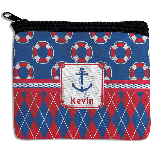 Custom Buoy & Argyle Print Rectangular Coin Purse (Personalized)