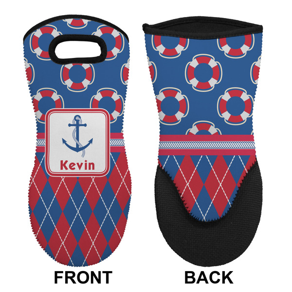 Buoy & Argyle Print Neoprene Oven Mitt (Front & Back)