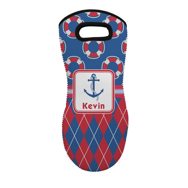 Custom Buoy & Argyle Print Neoprene Oven Mitt w/ Name or Text