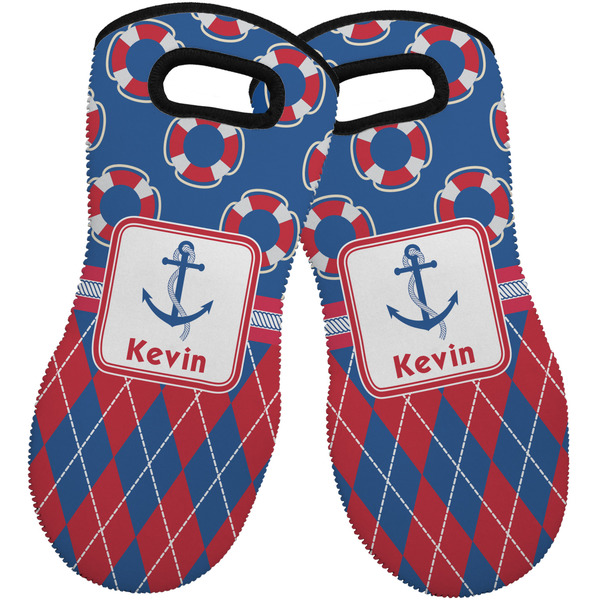 Buoy & Argyle Print Neoprene Oven Mitt -Set of 2 - Front