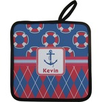 Buoy & Argyle Print Pot Holder w/ Name or Text