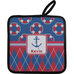 Buoy & Argyle Print Pot Holder w/ Name or Text