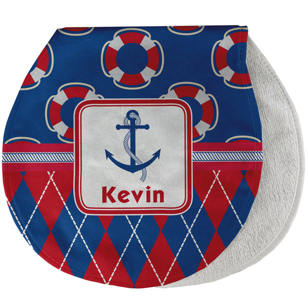 Buoy & Argyle Print New Baby Burp Folded