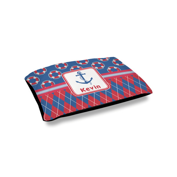Custom Buoy & Argyle Print Outdoor Dog Bed - Small (Personalized)