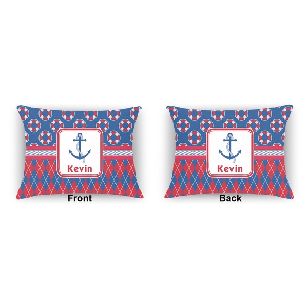 Buoy & Argyle Print  Outdoor Rectangular Throw Pillow (Front and Back)