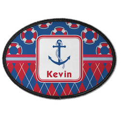 Buoy & Argyle Print Iron On Oval Patch w/ Name or Text