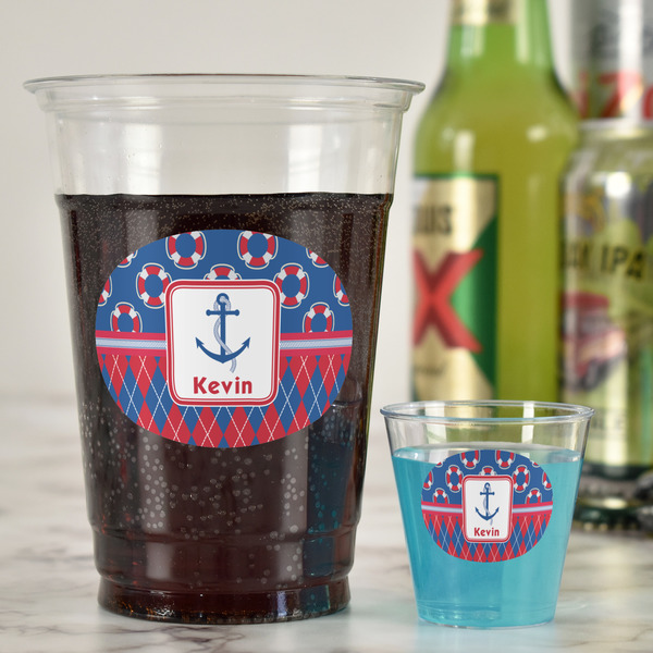 Buoy & Argyle Print Party Cups - 16oz - In Context