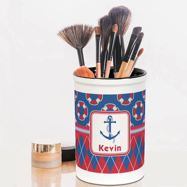 Buoy & Argyle Print Pencil Holder - LIFESTYLE makeup