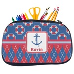 Buoy & Argyle Print Neoprene Pencil Case - Medium w/ Name or Text
