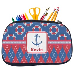 Buoy & Argyle Print Neoprene Pencil Case - Medium w/ Name or Text