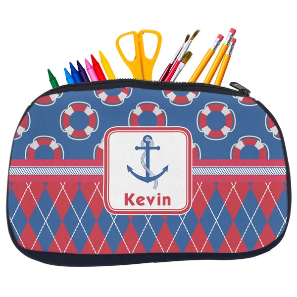 Buoy & Argyle Print Pencil / School Supplies Bags - Medium
