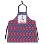 Buoy & Argyle Print Apron Without Pockets w/ Name or Text