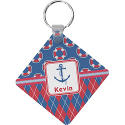 Buoy & Argyle Print Diamond Plastic Keychain w/ Name or Text